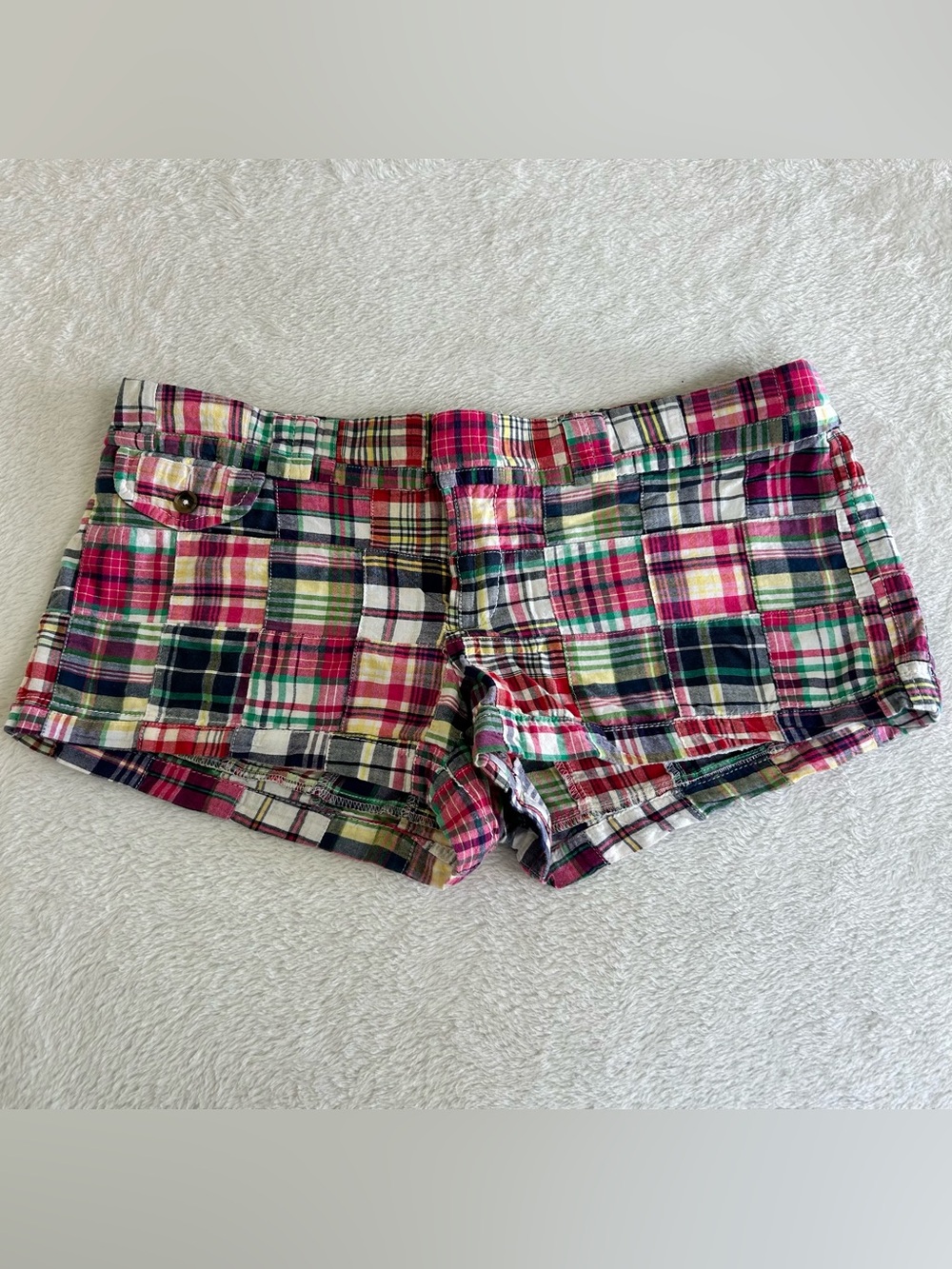 American Eagle Shorts Womens 6 Multicolor Patchwork Plaid Madras Y2K Vintage